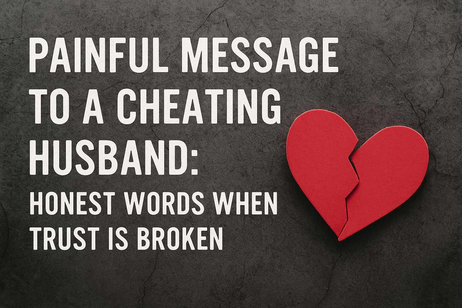Painful Message to a Cheating Husband: Honest Words When Trust Is Broken"