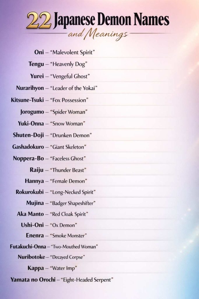 Japanese Demon Names and Meanings