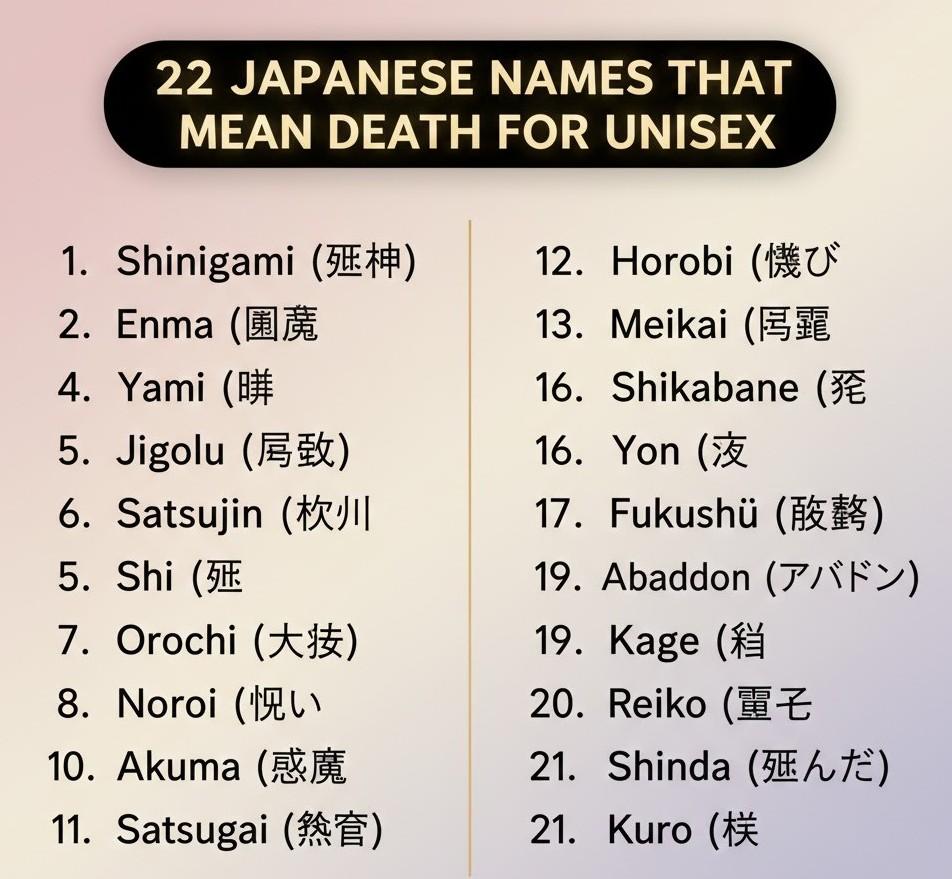 Japanese Names That Mean Death for Unisex