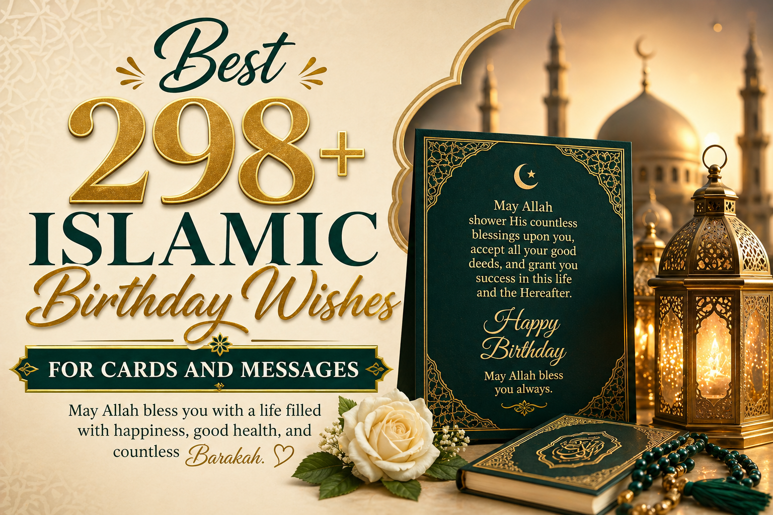 Best 298+ Islamic Birthday Wishes for Cards and Messages